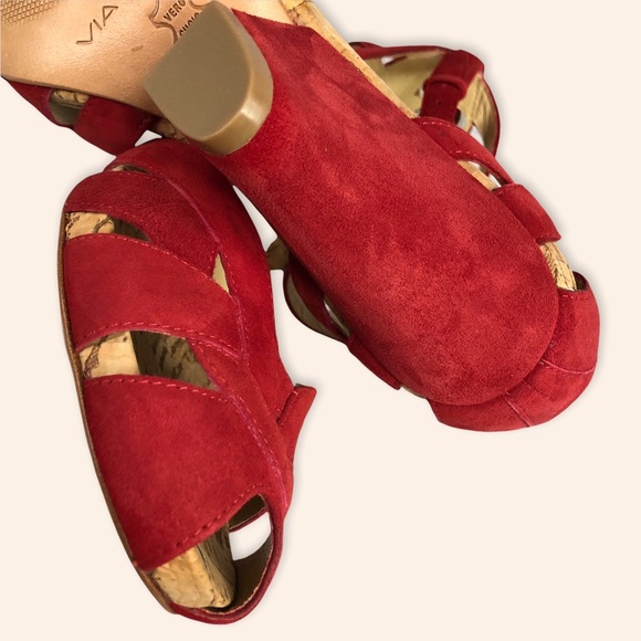 VIA SPIGA Retro 40's Red Shoes Sz. 7 Sandals - Picture 10 of 11